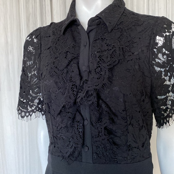 NEW!! Isaac Mizrahi black lace wide leg jumpsuit! Ruffles holiday, event Size 6 - Picture 4 of 17